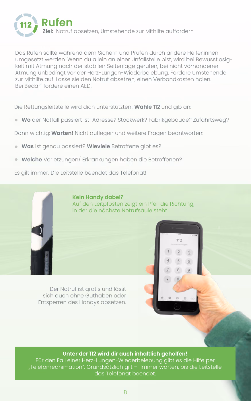 Notfallregel Rufen und Notruf 112